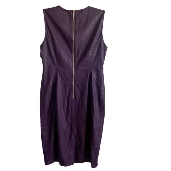 Calvin Klein Faux Leather Sleeveless Sheath Dress Purple Plum Size 8 - Picture 5 of 11